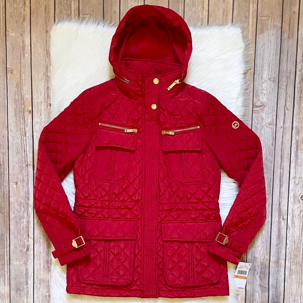 MICHAEL Michael Kors Quilted Crimson Red Jacket - Picture 3 of 11